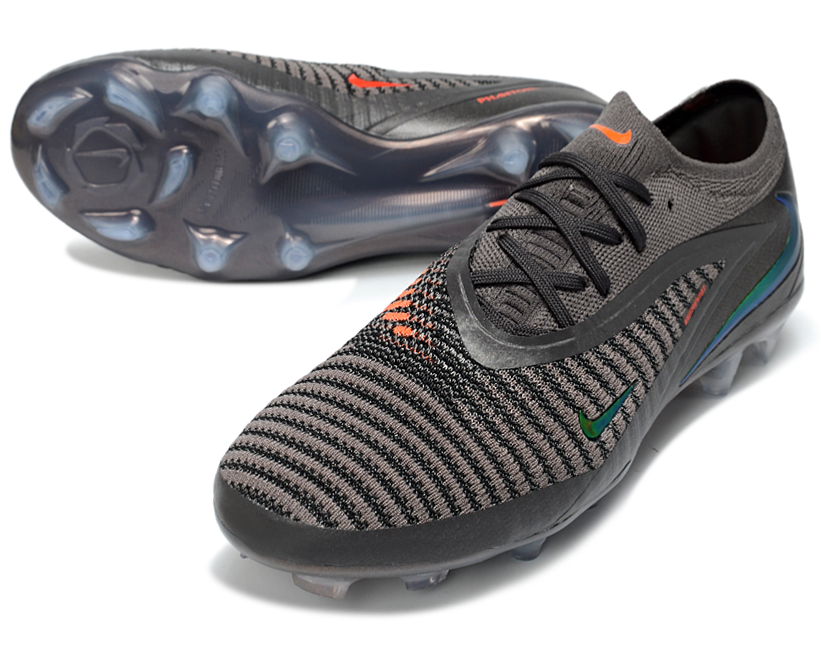 Phantom GX III Elite Low-Top with Laser-Plated Double-Layer Waterproof Fish Silk Knit FG Soccer Shoes - Grey/Black/Green