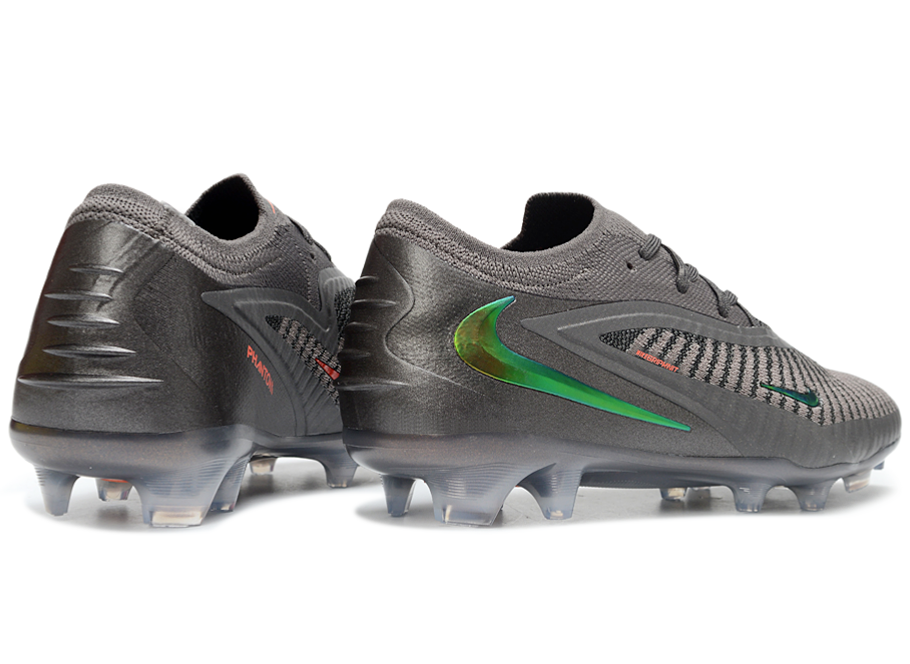 Phantom GX III Elite Low-Top with Laser-Plated Double-Layer Waterproof Fish Silk Knit FG Soccer Shoes - Grey/Black/Green