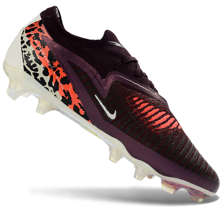 Phantom GX III Elite Low-Top with Powder Coated Double-Layer Waterproof Fish Silk All-Knit FG Soccer Shoes - Dark Red/White