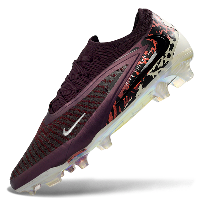 Phantom GX III Elite Low-Top with Powder Coated Double-Layer Waterproof Fish Silk All-Knit FG Soccer Shoes - Dark Red/White