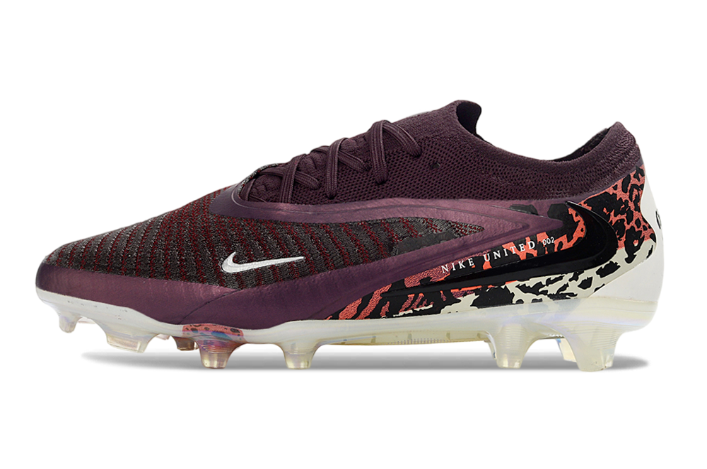Phantom GX III Elite Low-Top with Powder Coated Double-Layer Waterproof Fish Silk All-Knit FG Soccer Shoes - Dark Red/White