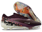 Phantom GX III Elite Low-Top with Powder Coated Double-Layer Waterproof Fish Silk All-Knit FG Soccer Shoes - Dark Red/White