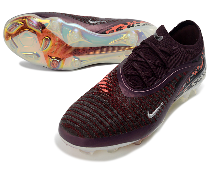 Phantom GX III Elite Low-Top with Powder Coated Double-Layer Waterproof Fish Silk All-Knit FG Soccer Shoes - Dark Red/White