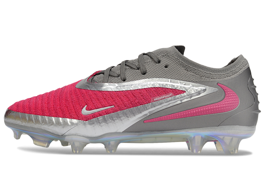 Phantom GX III Elite Low-Top with Powder Coated Double-Layer Waterproof Fish Silk All-Knit FG Soccer Shoes - Red/Silver/Grey