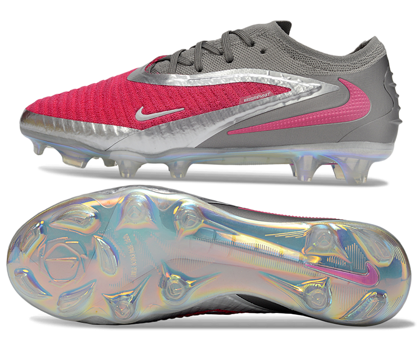 Phantom GX III Elite Low-Top with Powder Coated Double-Layer Waterproof Fish Silk All-Knit FG Soccer Shoes - Red/Silver/Grey