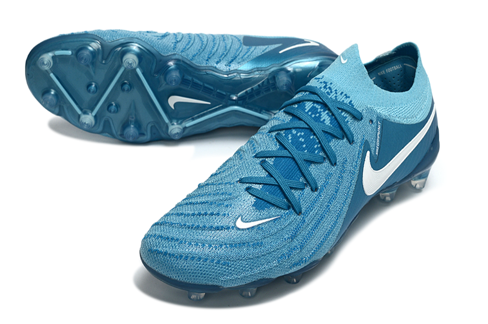 Phantom Luna Elite NU Low-Top Super A Men's Full Knit Waterproof AG Soccer Shoes - Blue Fury/White