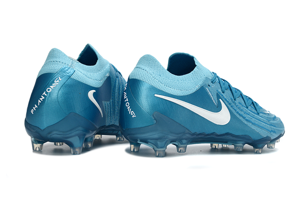 Phantom Luna Elite NU Low-Top Super A Men's Full Knit Waterproof AG Soccer Shoes - Blue Fury/White