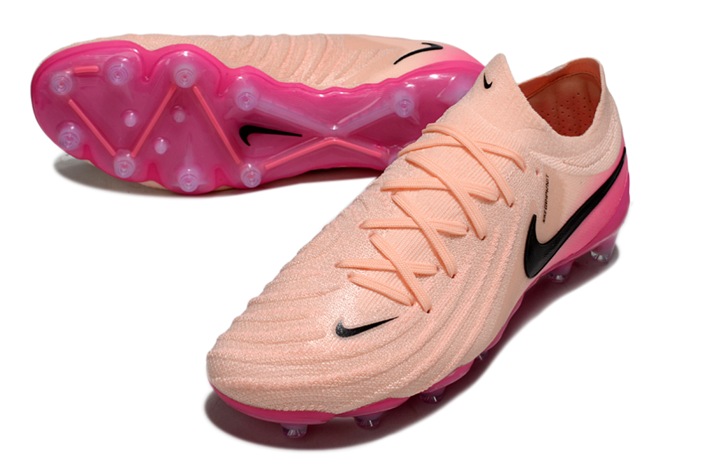 Phantom Luna Elite NU Low-Top Super A Men's Full Knit Waterproof AG Soccer Shoes - Crimson Tint/Black/Pink Blast