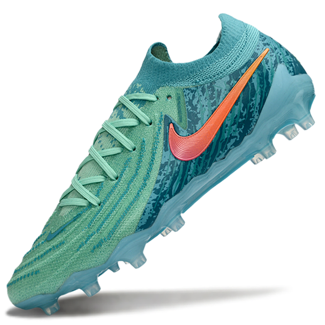 Phantom Luna Elite NU Low-Top Super A Men's Full Knit Waterproof AG Soccer Shoes - Green Glow/Black/Orange