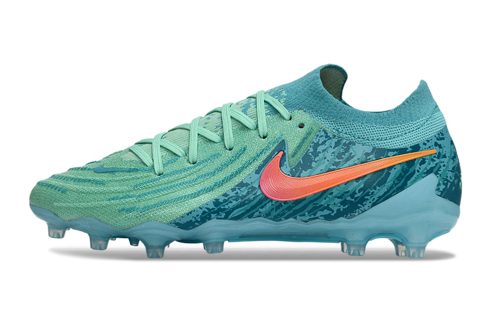 Phantom Luna Elite NU Low-Top Super A Men's Full Knit Waterproof AG Soccer Shoes - Green Glow/Black/Orange