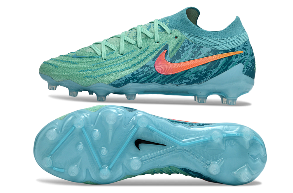 Phantom Luna Elite NU Low-Top Super A Men's Full Knit Waterproof AG Soccer Shoes - Green Glow/Black/Orange