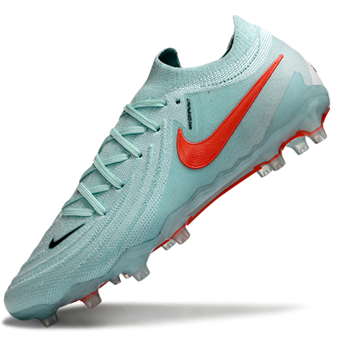 Phantom Luna Elite NU Low-Top Super A Men's Full Knit Waterproof AG Soccer Shoes - Mint/Atomic Red/Off Noir