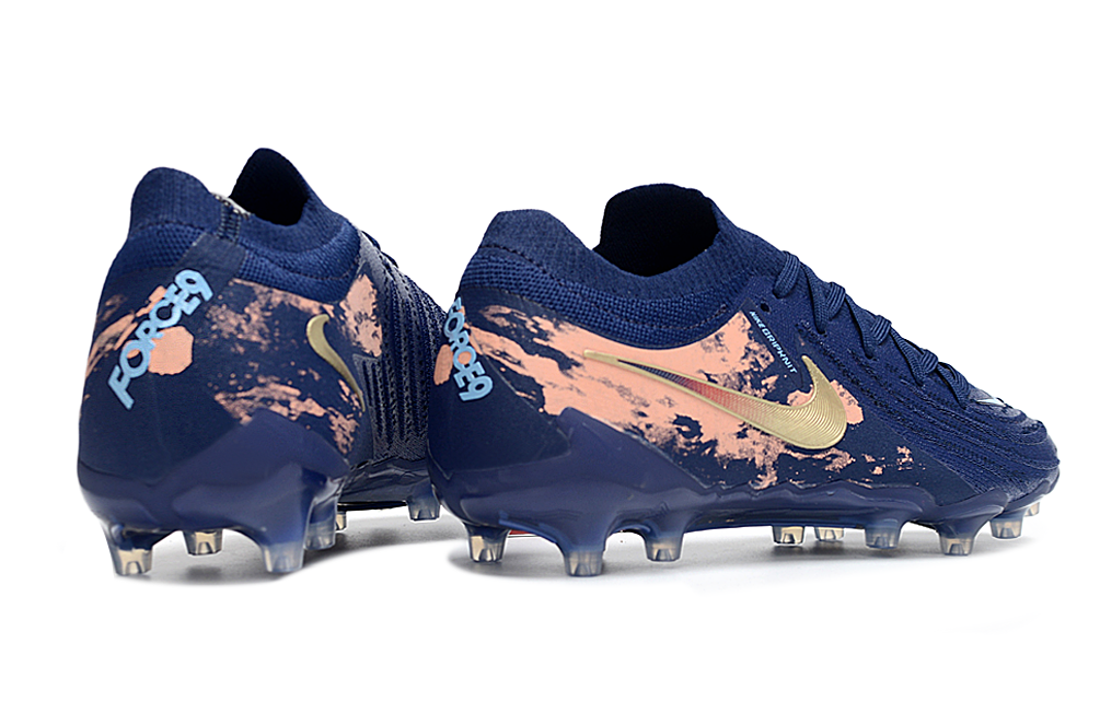 Phantom Luna Elite NU Low-Top Super A Men's Full Knit Waterproof AG Soccer Shoes - Navy Blue/Beige