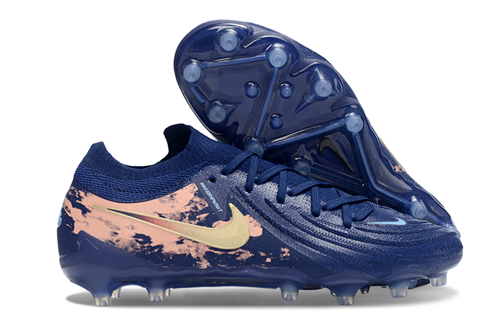 Phantom Luna Elite NU Low-Top Super A Men's Full Knit Waterproof AG Soccer Shoes - Navy Blue/Beige