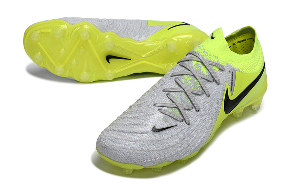 Phantom Luna Elite NU Low-Top Super A Men's Full Knit Waterproof AG Soccer Shoes - Neon Yellow/Silver/Black