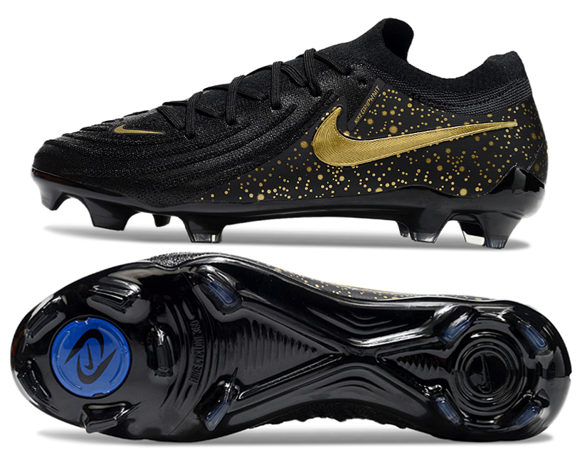 Phantom Luna Elite NU Low-top Super A Men's Full Knit Waterproof FG Soccer Shoes - Black/Gold