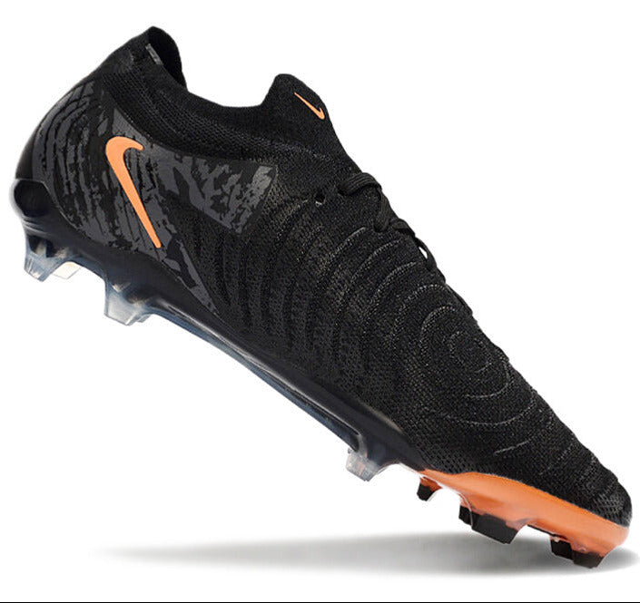 Phantom Luna Elite NU Low-top Super A Men's Full Knit Waterproof FG Soccer Shoes - Black/Orange