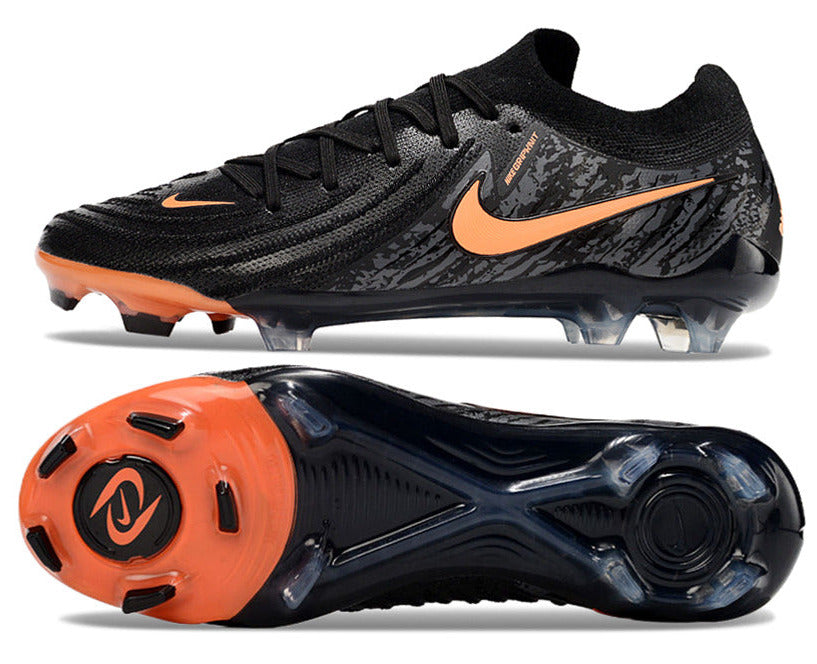 Phantom Luna Elite NU Low-top Super A Men's Full Knit Waterproof FG Soccer Shoes - Black/Orange