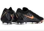 Phantom Luna Elite NU Low-top Super A Men's Full Knit Waterproof FG Soccer Shoes - Black/Orange