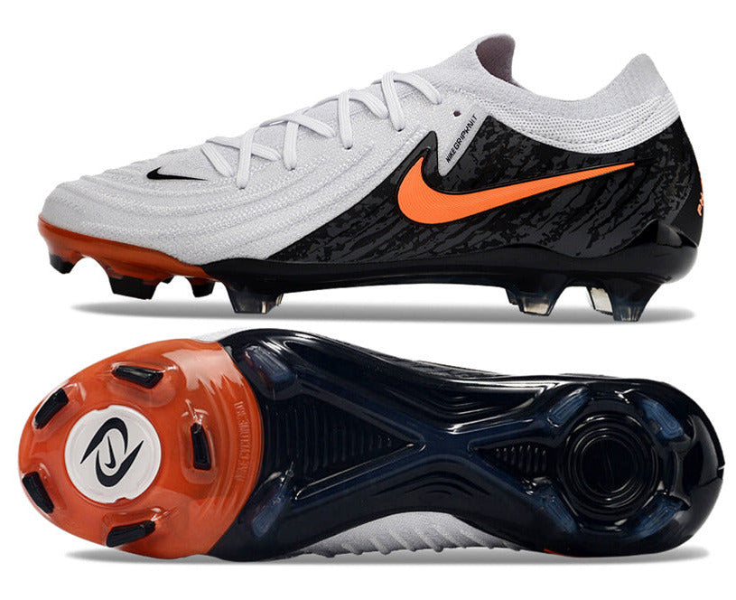 Phantom Luna Elite NU Low-top Super A Men's Full Knit Waterproof FG Soccer Shoes - Black/Orange/White