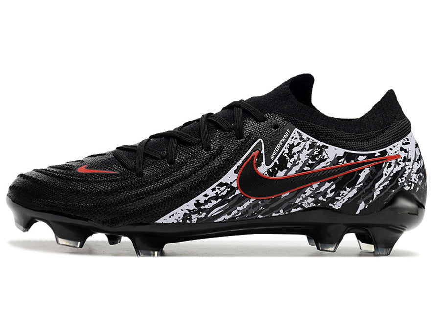 Phantom Luna Elite NU Low-top Super A Men's Full Knit Waterproof FG Soccer Shoes - Black/Red/White