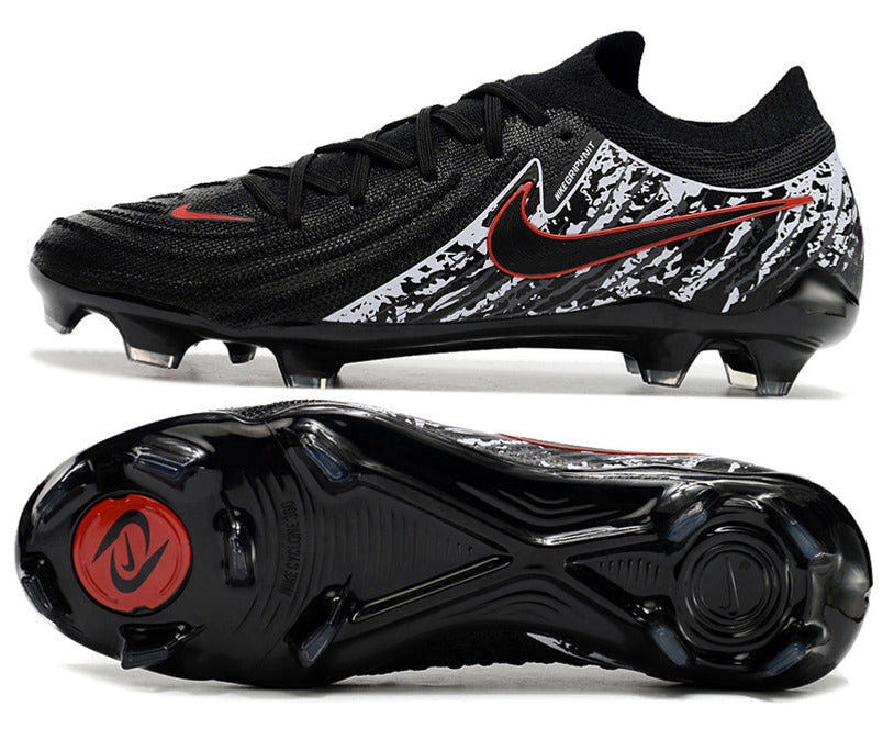 Phantom Luna Elite NU Low-top Super A Men's Full Knit Waterproof FG Soccer Shoes - Black/Red/White