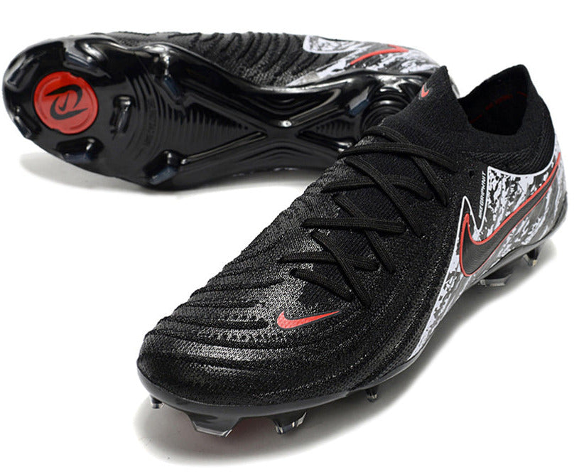 Phantom Luna Elite NU Low-top Super A Men's Full Knit Waterproof FG Soccer Shoes - Black/Red/White
