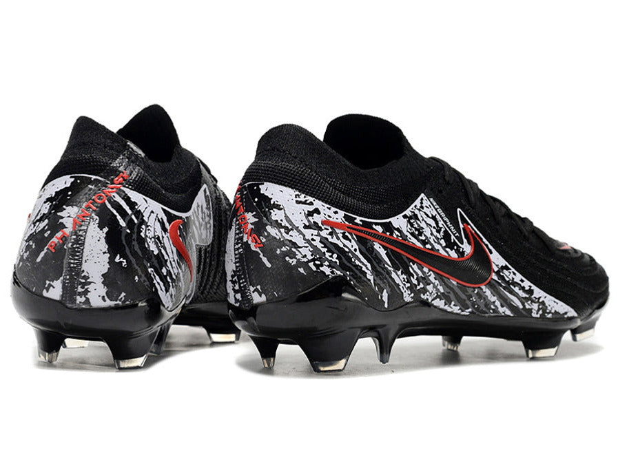 Phantom Luna Elite NU Low-top Super A Men's Full Knit Waterproof FG Soccer Shoes - Black/Red/White