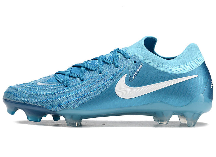 Phantom Luna Elite NU Low-top Super A Men's Full Knit Waterproof FG Soccer Shoes - Blue Fury/White