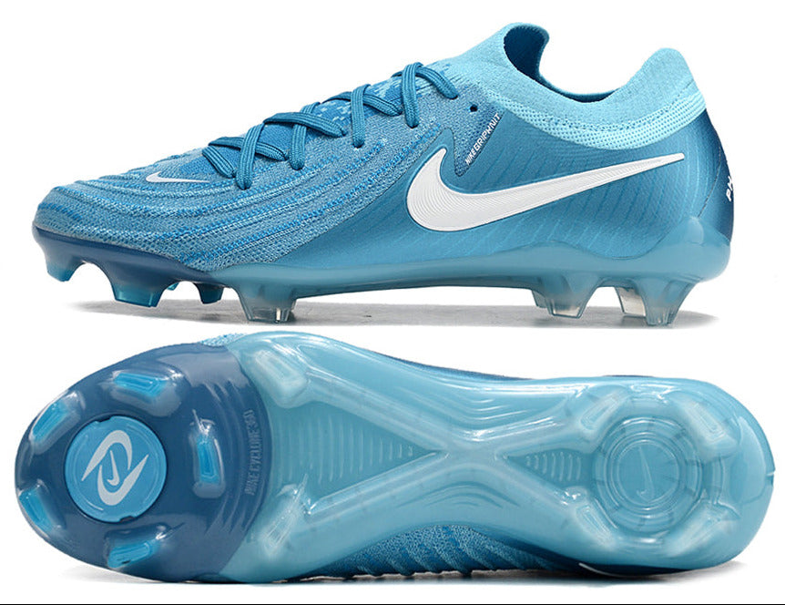 Phantom Luna Elite NU Low-top Super A Men's Full Knit Waterproof FG Soccer Shoes - Blue Fury/White