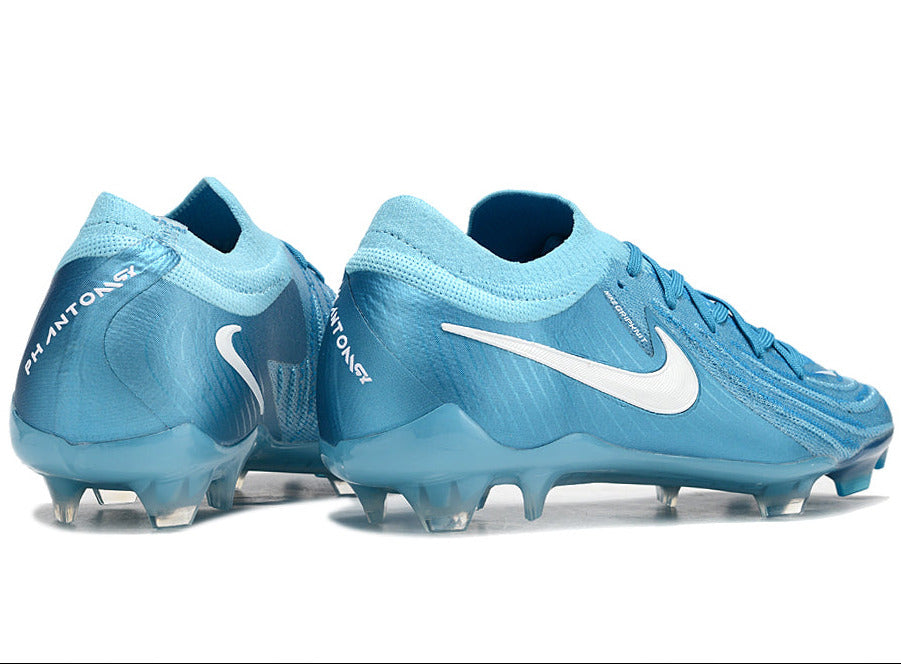 Phantom Luna Elite NU Low-top Super A Men's Full Knit Waterproof FG Soccer Shoes - Blue Fury/White