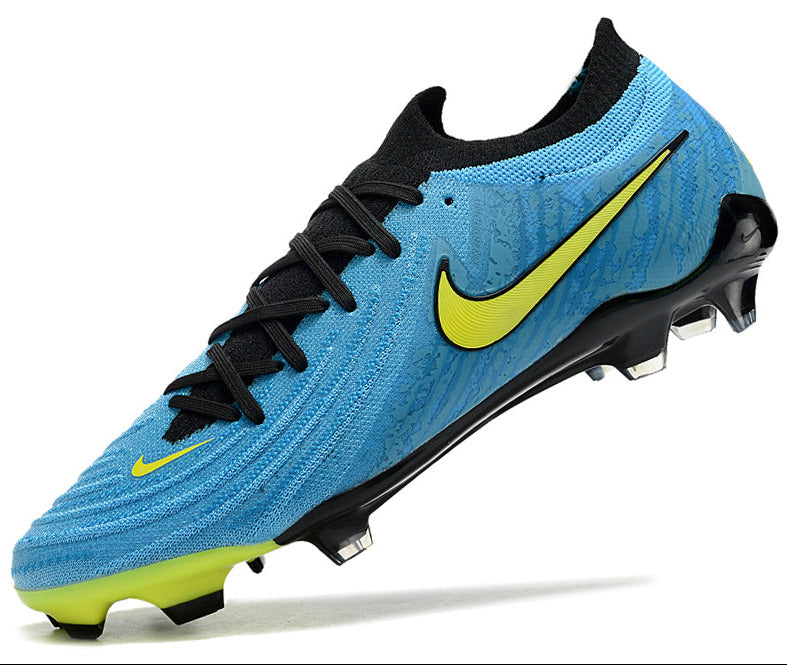 Phantom Luna Elite NU Low-top Super A Men's Full Knit Waterproof FG Soccer Shoes - Blue/Neon Yellow/Black