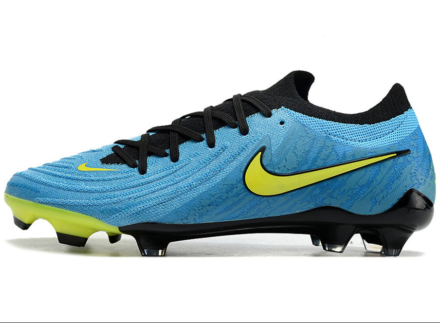 Phantom Luna Elite NU Low-top Super A Men's Full Knit Waterproof FG Soccer Shoes - Blue/Neon Yellow/Black