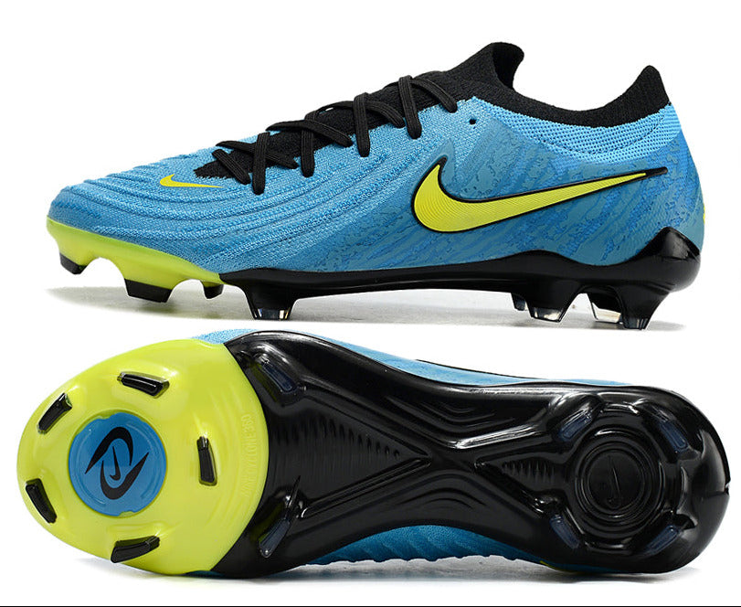 Phantom Luna Elite NU Low-top Super A Men's Full Knit Waterproof FG Soccer Shoes - Blue/Neon Yellow/Black