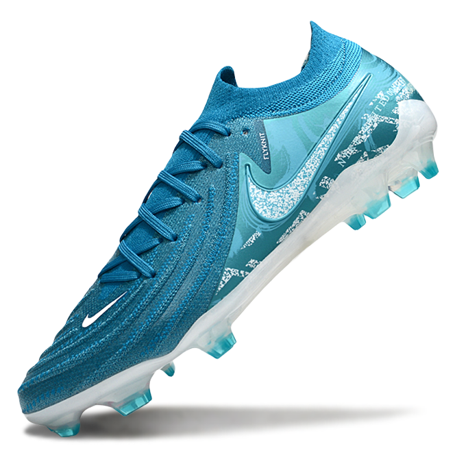 Phantom Luna Elite NU Low-top Super A Men's Full Knit Waterproof FG Soccer Shoes - Blue/White