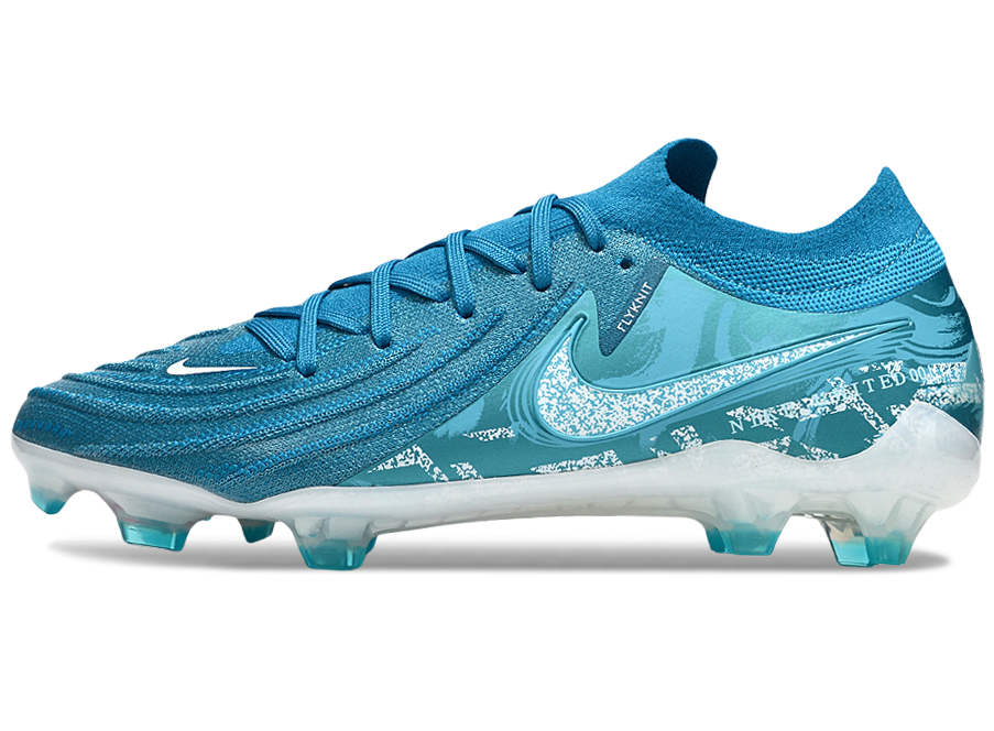 Phantom Luna Elite NU Low-top Super A Men's Full Knit Waterproof FG Soccer Shoes - Blue/White