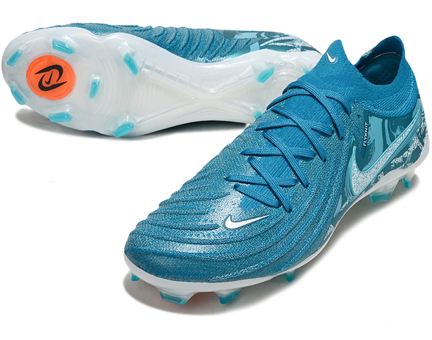Phantom Luna Elite NU Low-top Super A Men's Full Knit Waterproof FG Soccer Shoes - Blue/White