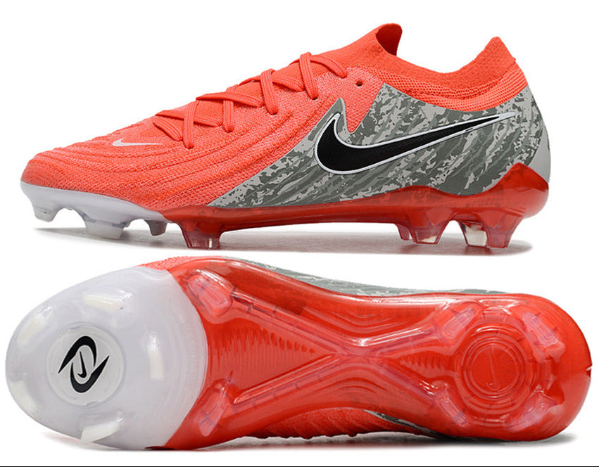 Phantom Luna Elite NU Low-top Super A Men's Full Knit Waterproof FG Soccer Shoes - Bright Crimson/Gray/Black/White