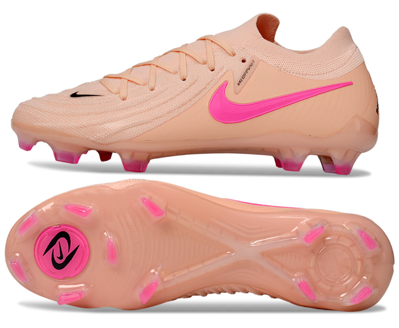 Phantom Luna Elite NU Low-top Super A Men's Full Knit Waterproof FG Soccer Shoes - Crimson Tint/Pink Blast