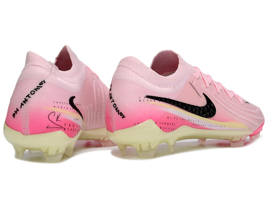 Phantom Luna Elite NU Low-top Super A Men's Full Knit Waterproof FG Soccer Shoes - Crimson Tint/Pink Blast/Black