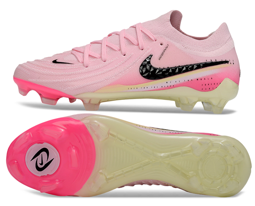 Phantom Luna Elite NU Low-top Super A Men's Full Knit Waterproof FG Soccer Shoes - Crimson Tint/Pink Blast/Black