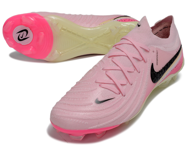 Phantom Luna Elite NU Low-top Super A Men's Full Knit Waterproof FG Soccer Shoes - Crimson Tint/Pink Blast/Black