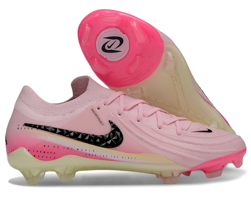 Phantom Luna Elite NU Low-top Super A Men's Full Knit Waterproof FG Soccer Shoes - Crimson Tint/Pink Blast/Black