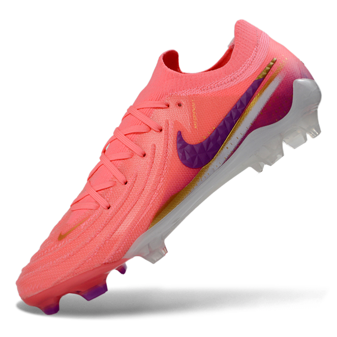 Phantom Luna Elite NU Low-top Super A Men's Full Knit Waterproof FG Soccer Shoes - Crimson Tint/Pink Blast/Purple