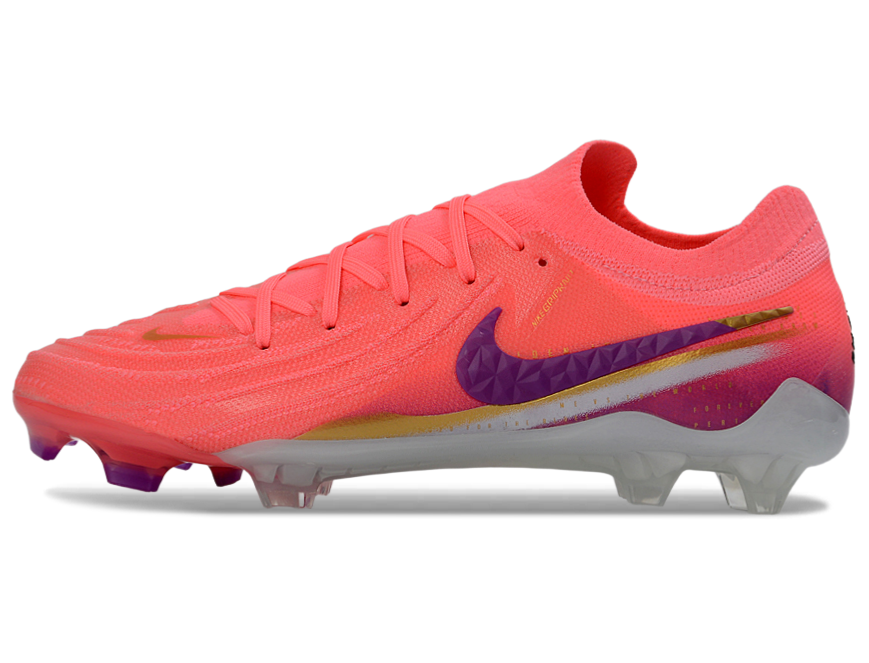 Phantom Luna Elite NU Low-top Super A Men's Full Knit Waterproof FG Soccer Shoes - Crimson Tint/Pink Blast/Purple