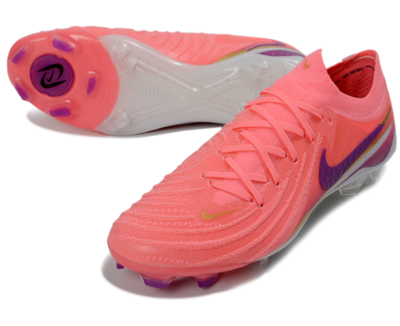Phantom Luna Elite NU Low-top Super A Men's Full Knit Waterproof FG Soccer Shoes - Crimson Tint/Pink Blast/Purple