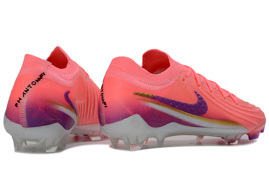 Phantom Luna Elite NU Low-top Super A Men's Full Knit Waterproof FG Soccer Shoes - Crimson Tint/Pink Blast/Purple