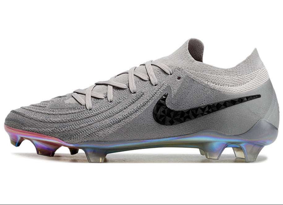 Phantom Luna Elite NU Low-top Super A Men's Full Knit Waterproof FG Soccer Shoes - Gray/Black