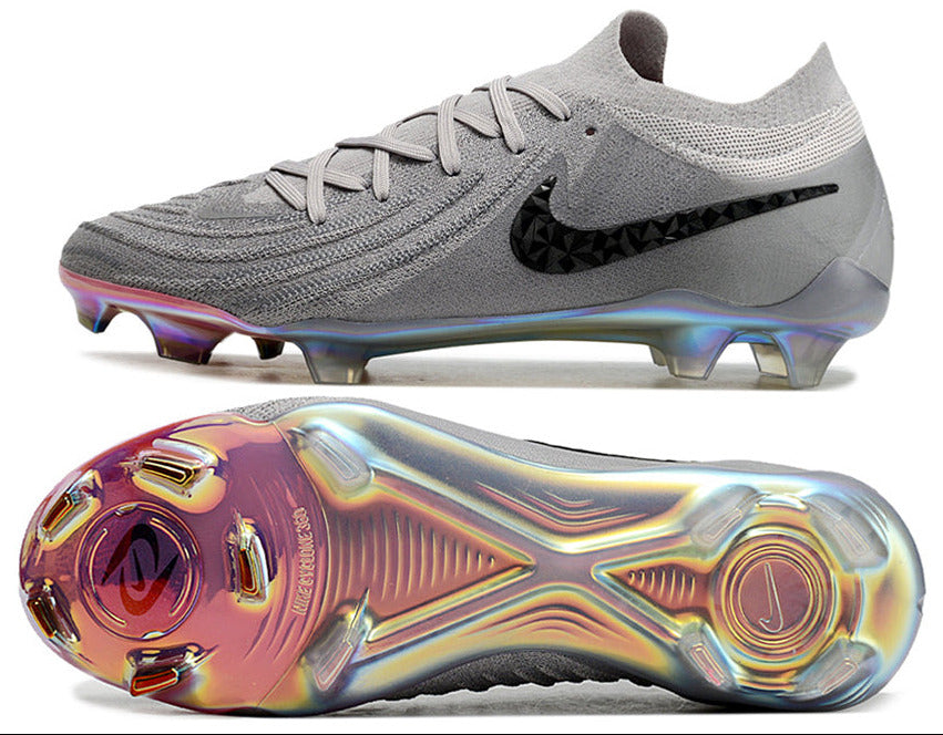Phantom Luna Elite NU Low-top Super A Men's Full Knit Waterproof FG Soccer Shoes - Gray/Black
