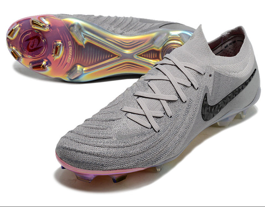 Phantom Luna Elite NU Low-top Super A Men's Full Knit Waterproof FG Soccer Shoes - Gray/Black